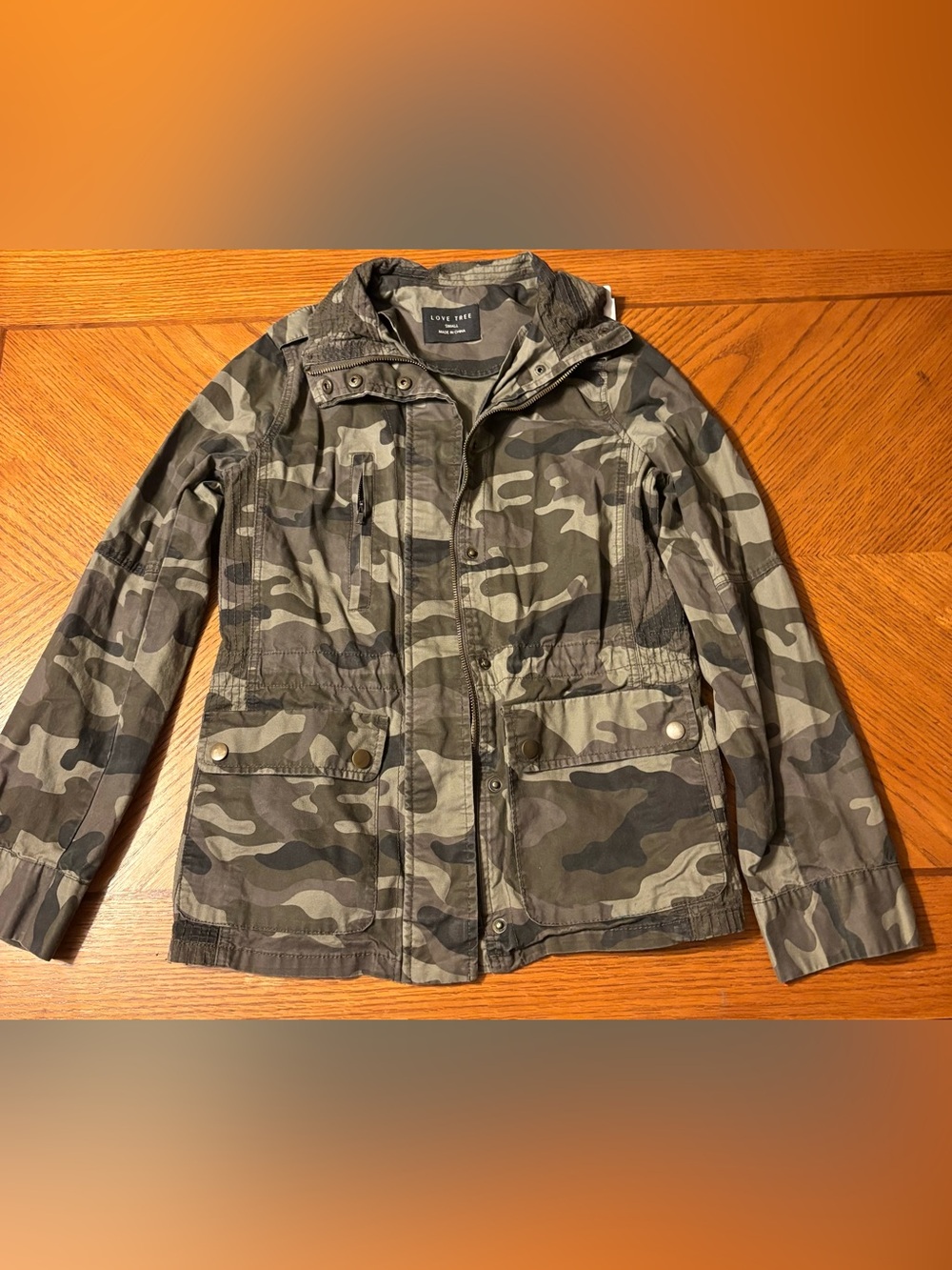 Love Tree Women's Camo Field Jacket in Green and Black size small